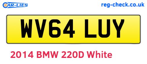 WV64LUY are the vehicle registration plates.