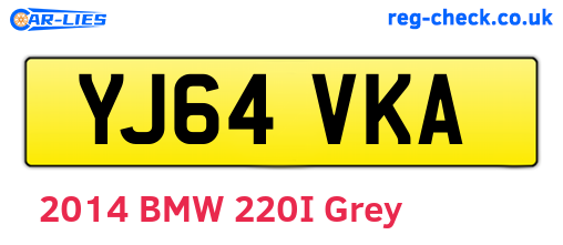 YJ64VKA are the vehicle registration plates.