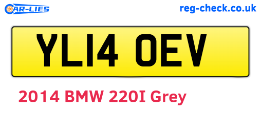 YL14OEV are the vehicle registration plates.