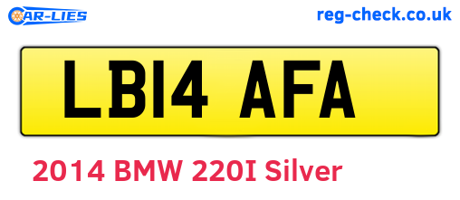 LB14AFA are the vehicle registration plates.