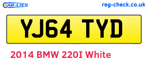 YJ64TYD are the vehicle registration plates.