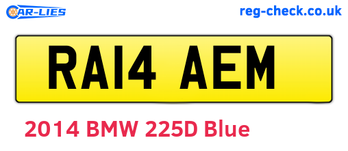 RA14AEM are the vehicle registration plates.