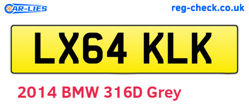 LX64KLK are the vehicle registration plates.