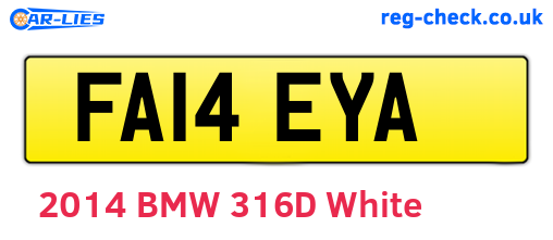 FA14EYA are the vehicle registration plates.