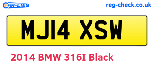 MJ14XSW are the vehicle registration plates.