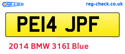 PE14JPF are the vehicle registration plates.