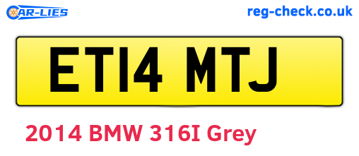 ET14MTJ are the vehicle registration plates.