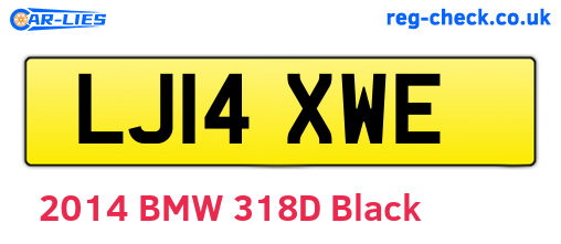 LJ14XWE are the vehicle registration plates.