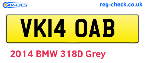 VK14OAB are the vehicle registration plates.
