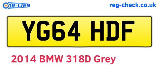YG64HDF are the vehicle registration plates.