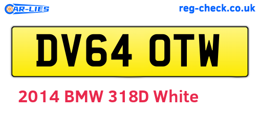DV64OTW are the vehicle registration plates.