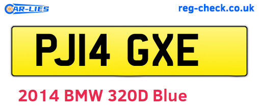 PJ14GXE are the vehicle registration plates.