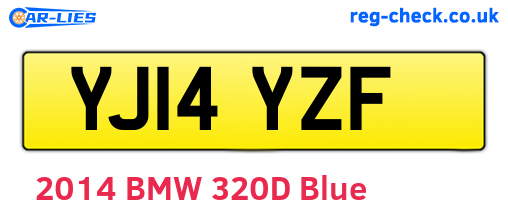 YJ14YZF are the vehicle registration plates.