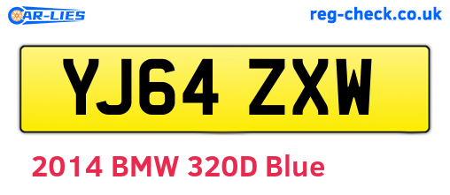YJ64ZXW are the vehicle registration plates.