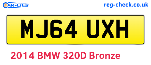 MJ64UXH are the vehicle registration plates.