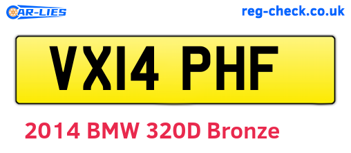 VX14PHF are the vehicle registration plates.