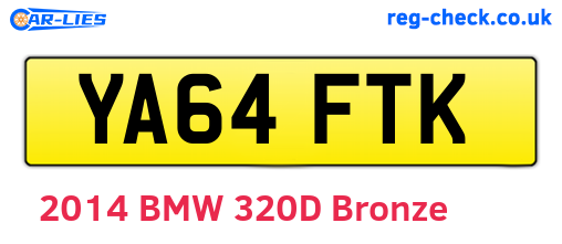 YA64FTK are the vehicle registration plates.