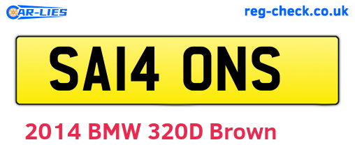 SA14ONS are the vehicle registration plates.