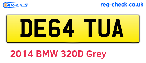 DE64TUA are the vehicle registration plates.