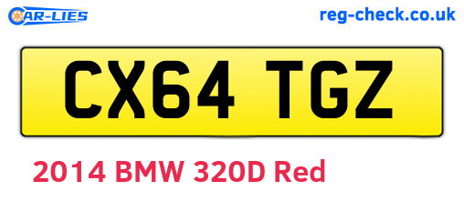 CX64TGZ are the vehicle registration plates.