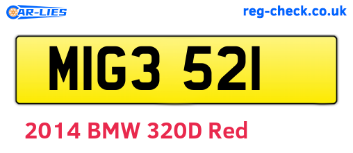MIG3521 are the vehicle registration plates.
