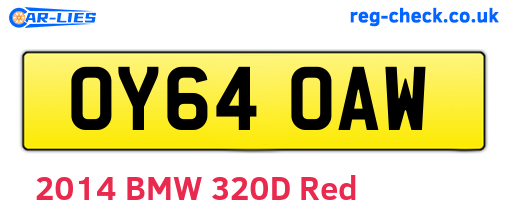 OY64OAW are the vehicle registration plates.