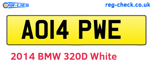AO14PWE are the vehicle registration plates.