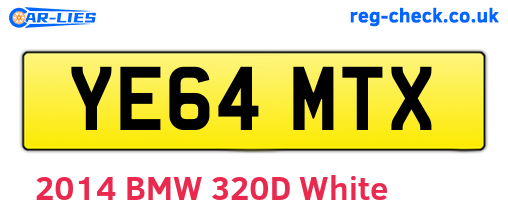 YE64MTX are the vehicle registration plates.