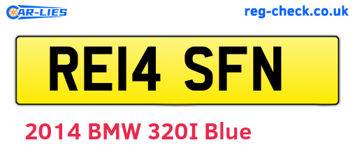 RE14SFN are the vehicle registration plates.