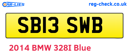 SB13SWB are the vehicle registration plates.