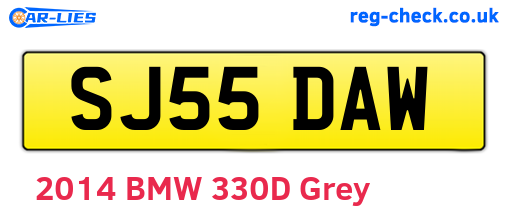 SJ55DAW are the vehicle registration plates.