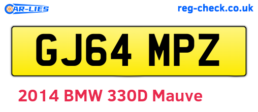 GJ64MPZ are the vehicle registration plates.