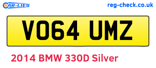 VO64UMZ are the vehicle registration plates.