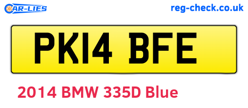 PK14BFE are the vehicle registration plates.
