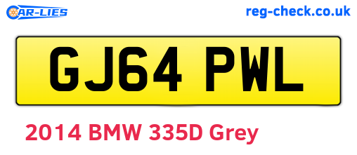 GJ64PWL are the vehicle registration plates.