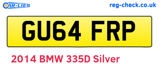 GU64FRP are the vehicle registration plates.