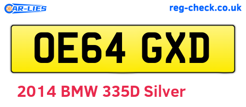 OE64GXD are the vehicle registration plates.
