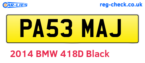 PA53MAJ are the vehicle registration plates.