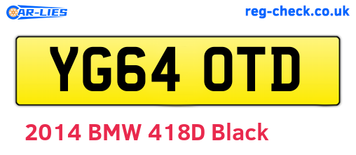 YG64OTD are the vehicle registration plates.