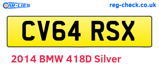 CV64RSX are the vehicle registration plates.