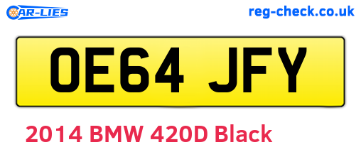 OE64JFY are the vehicle registration plates.