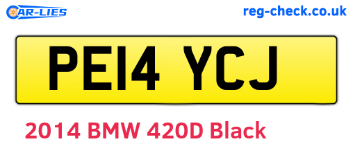 PE14YCJ are the vehicle registration plates.
