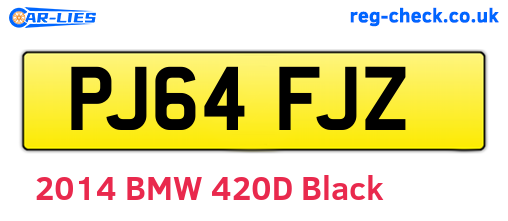 PJ64FJZ are the vehicle registration plates.