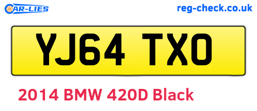 YJ64TXO are the vehicle registration plates.