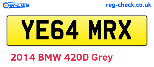 YE64MRX are the vehicle registration plates.