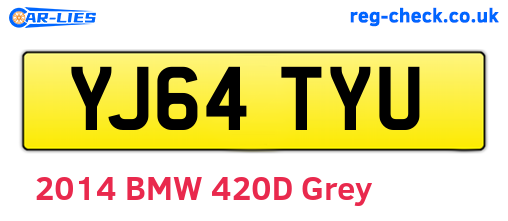YJ64TYU are the vehicle registration plates.