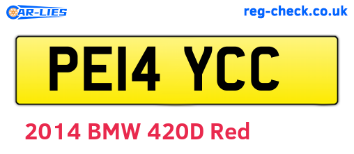 PE14YCC are the vehicle registration plates.