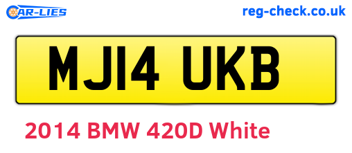 MJ14UKB are the vehicle registration plates.