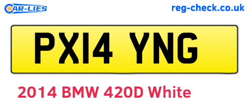 PX14YNG are the vehicle registration plates.