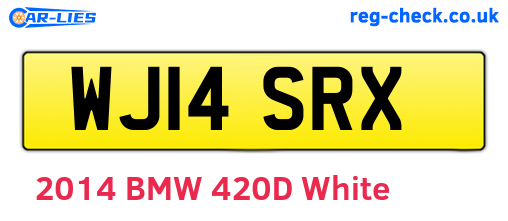 WJ14SRX are the vehicle registration plates.